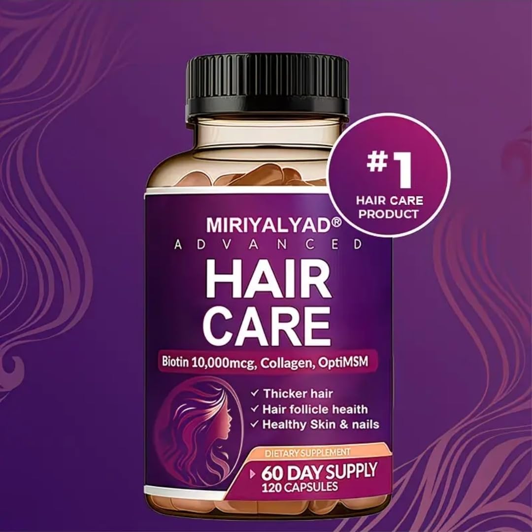Generic Advanced Hair Care Biotin 10,000mcg with Collagen & OptiMSM, Hair, Skin & Nails Support, 60 Capsules