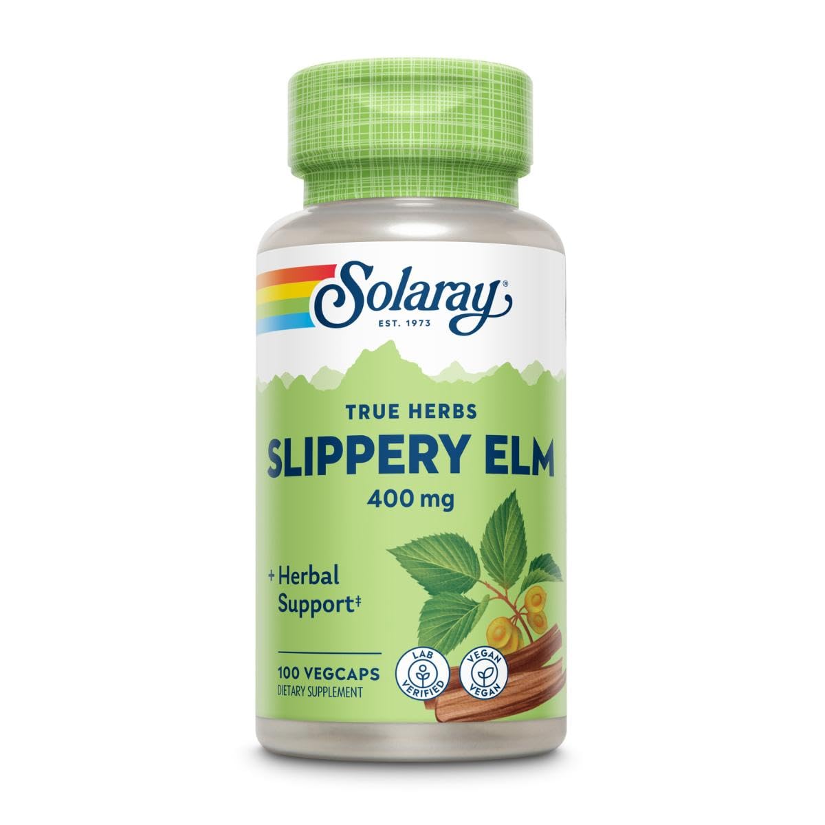 Solaray Slippery Elm Bark 400mg VegCaps, 200 Count