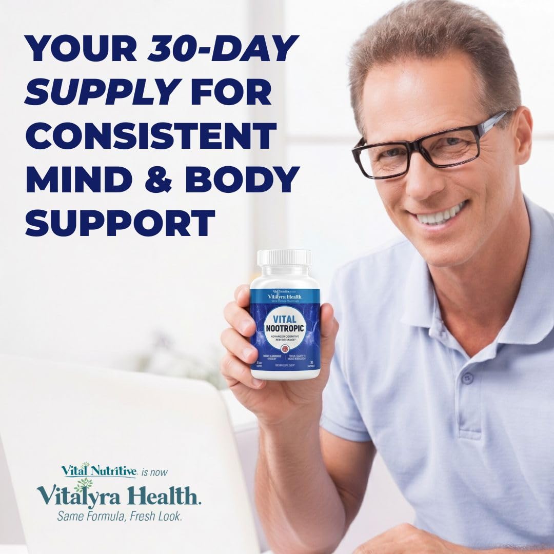 VITAL NUTRITIVE Nootropic 12in1 Brain Supplement for Memory, Focus & Energy 30 Capsules
