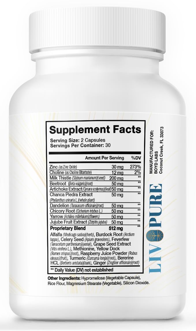 Boyd Labs Liv Pure Liver Support Supplement Powered by Nature Capsules 60 Count