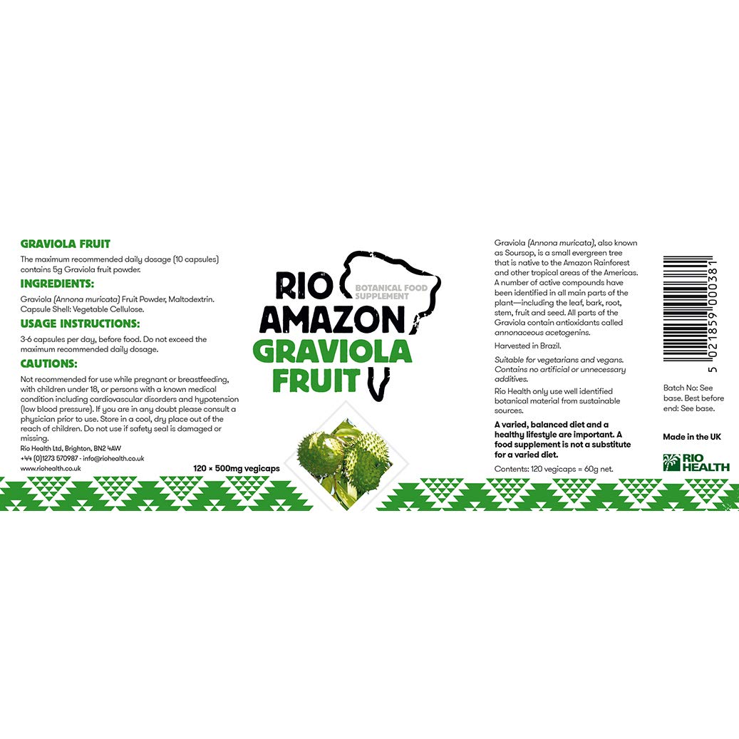 RIO AMAZON Graviola (Fruit) 500mg Capsules 1 Capsule