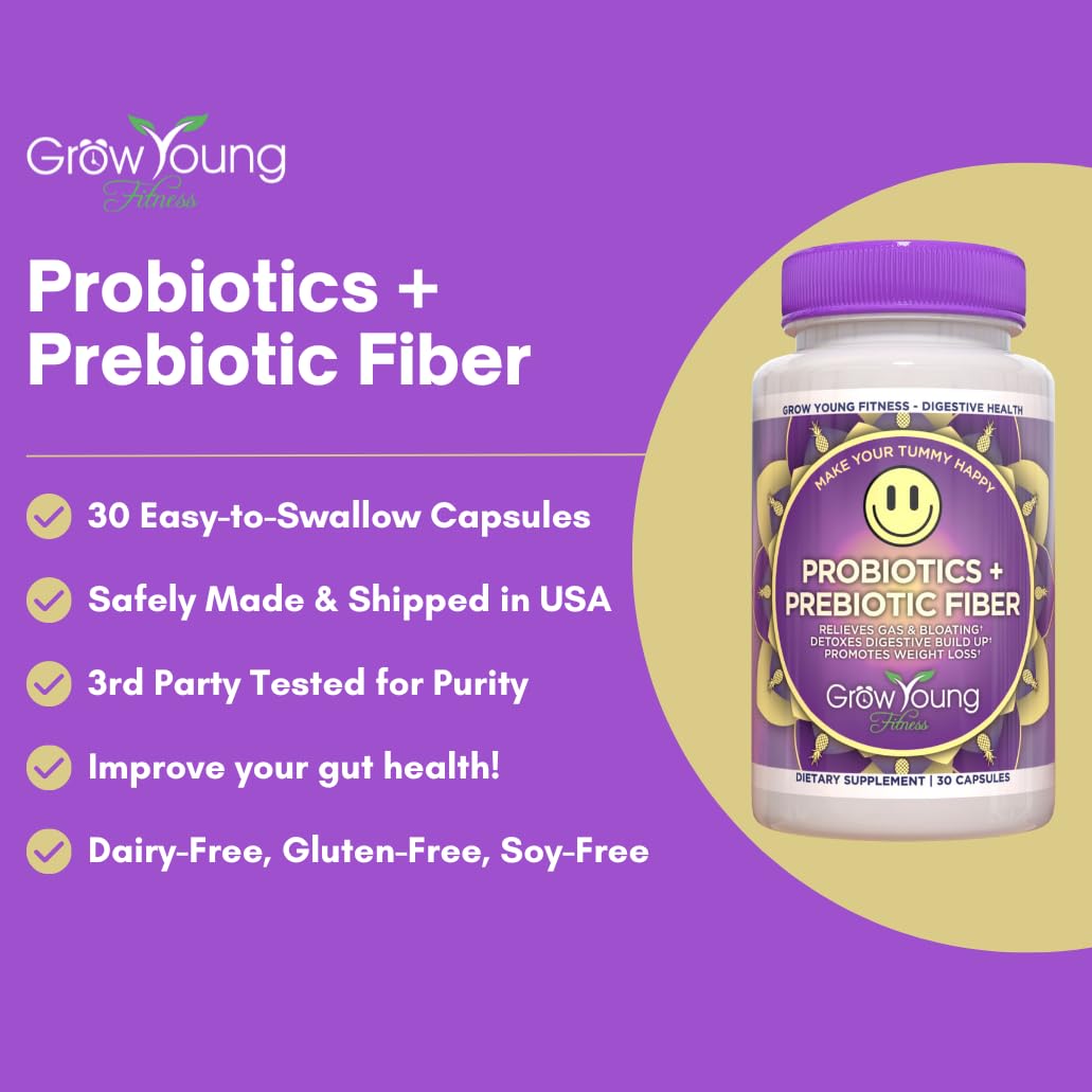 Grow Young Fitness Daily Probiotic + Prebiotic Fiber Supplement Capsule 30 Capsules