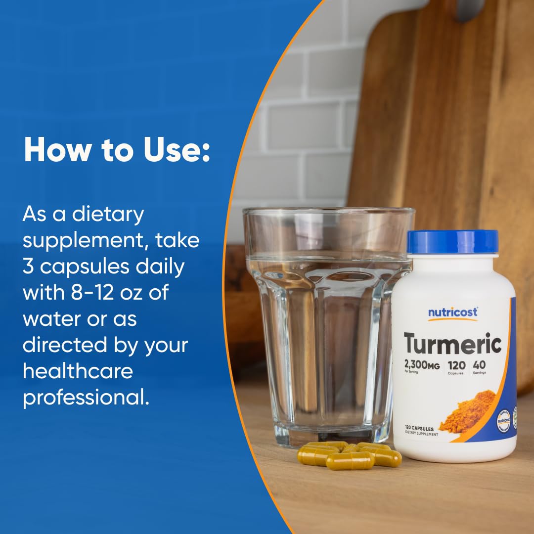 Nutricost Turmeric Curcumin with BioPerine and 95% Curcuminoids, 2300mg, 120 Capsules