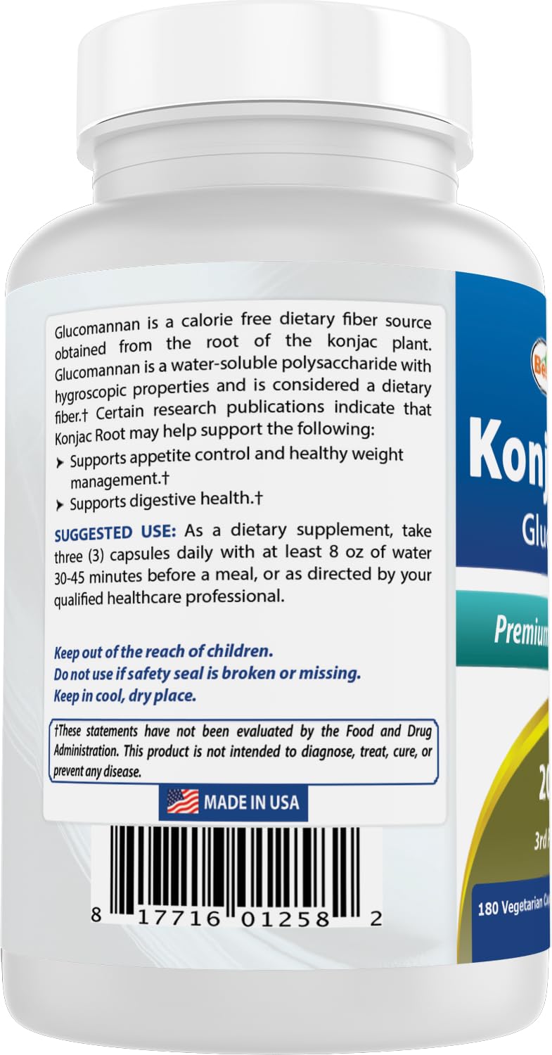 Best Naturals Konjac Glucomannan Root 2000 mg per Serving Capsules, 360 Count