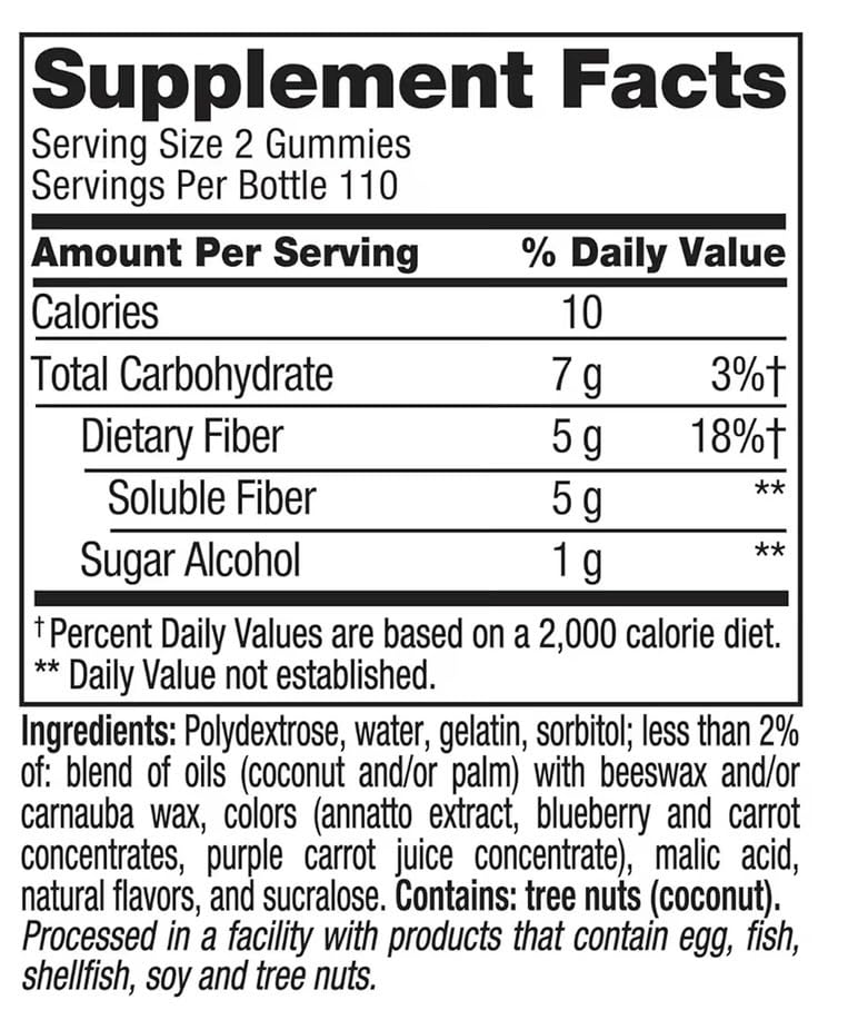 Generic Vita Fiber Well Sugar Free Gummies 220 Count
