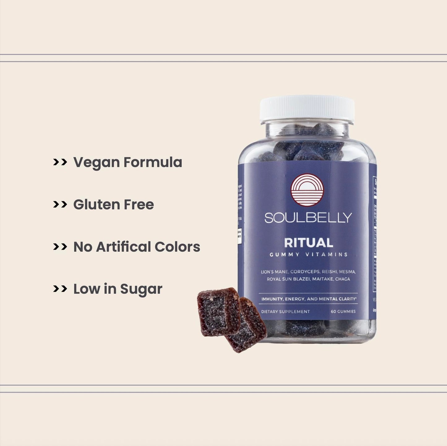 SOULBELLY Multi-Mushroom Gummies 60 Count