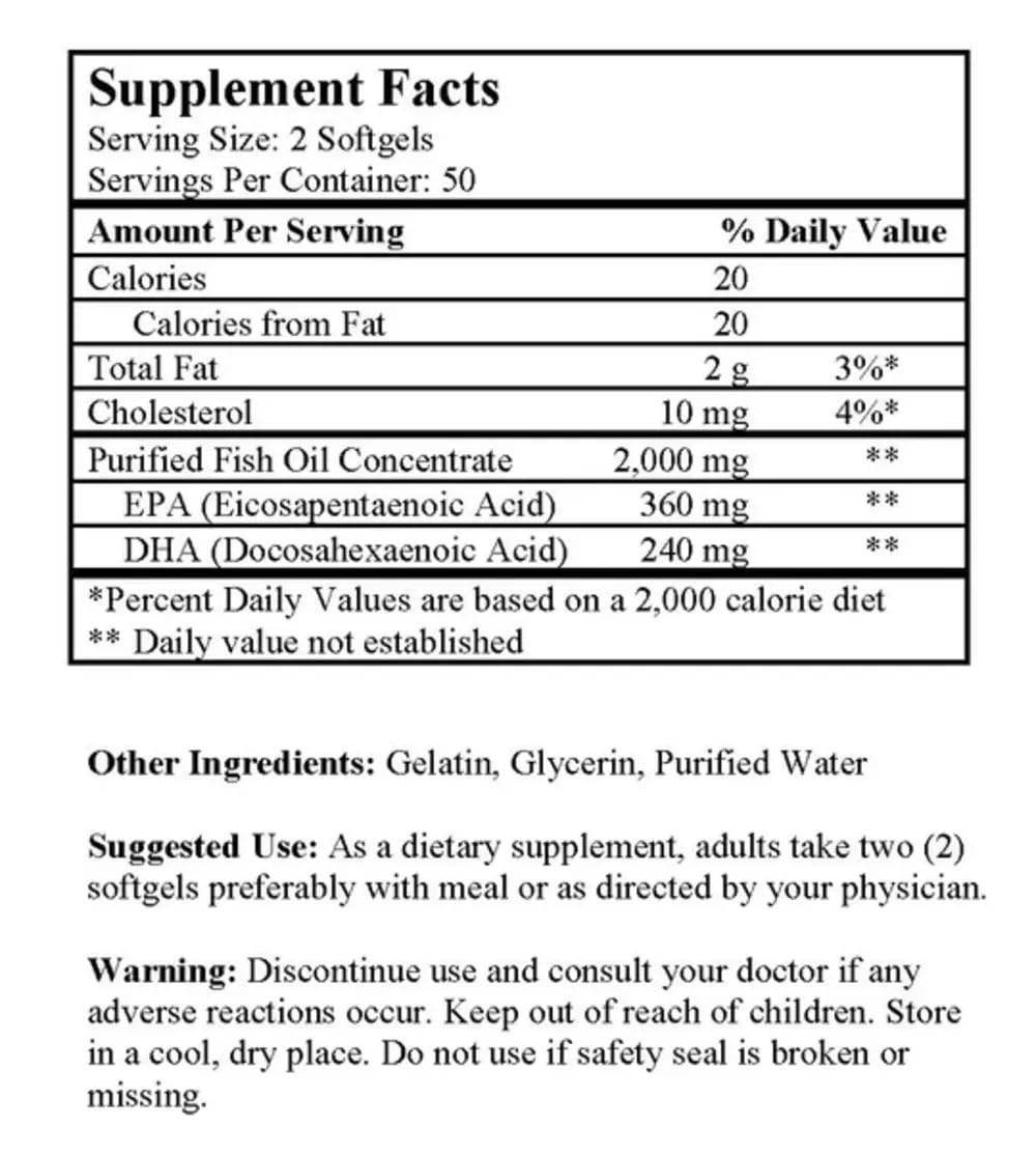 NCB NCB TECHNOLOGY Nu-Health Omega 3 Fish Oil 1000mg EPA DHA Softgels 200