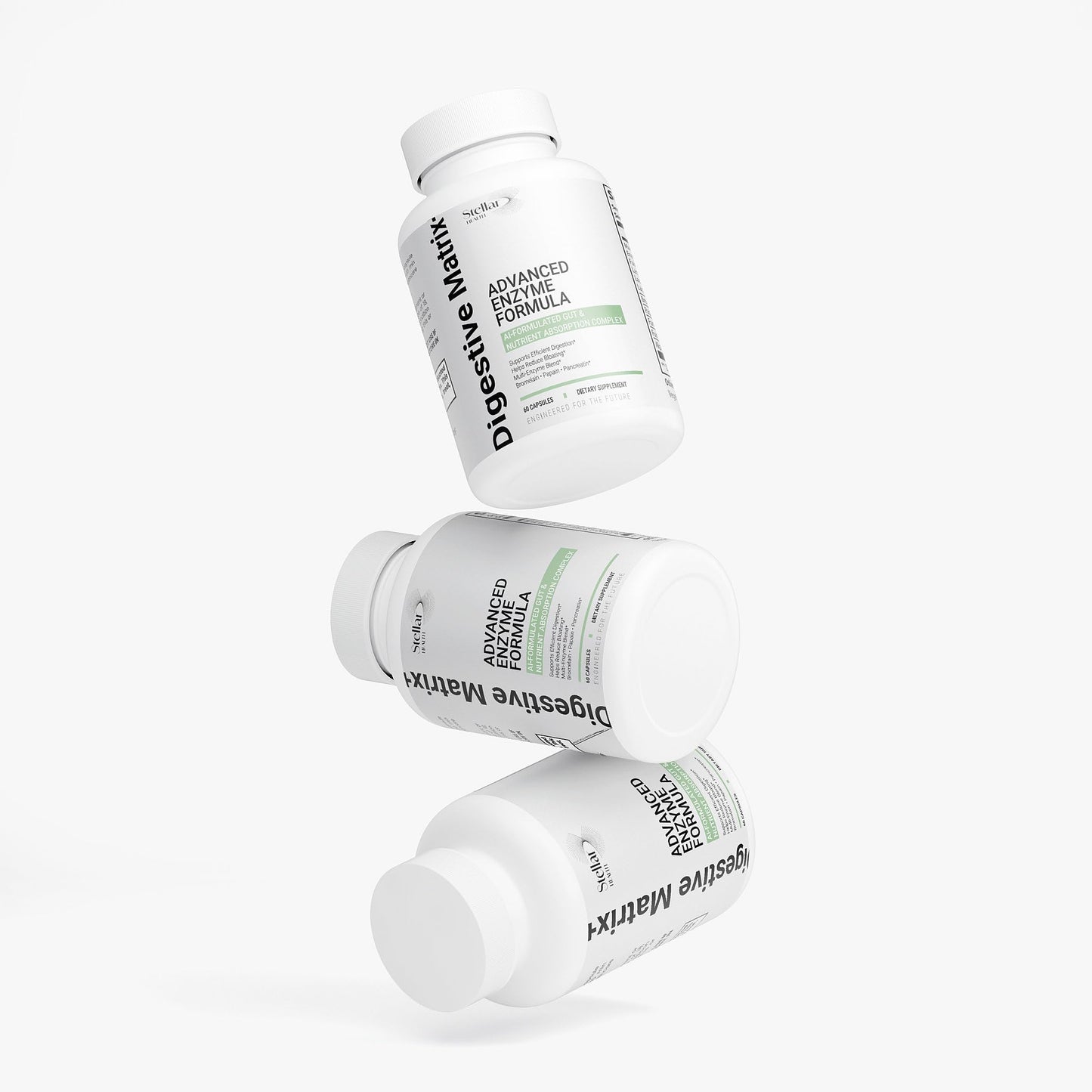 Stellar Health Digestive Matrix+ Advanced Digestive Enzymes with Probiotics for Women & Men, Gut Health & Nutrient Absorption Support, Fiber Supplement with Makzyme-Pro™, Bromelain, Papain, Lactobacillus, 60 Capsules