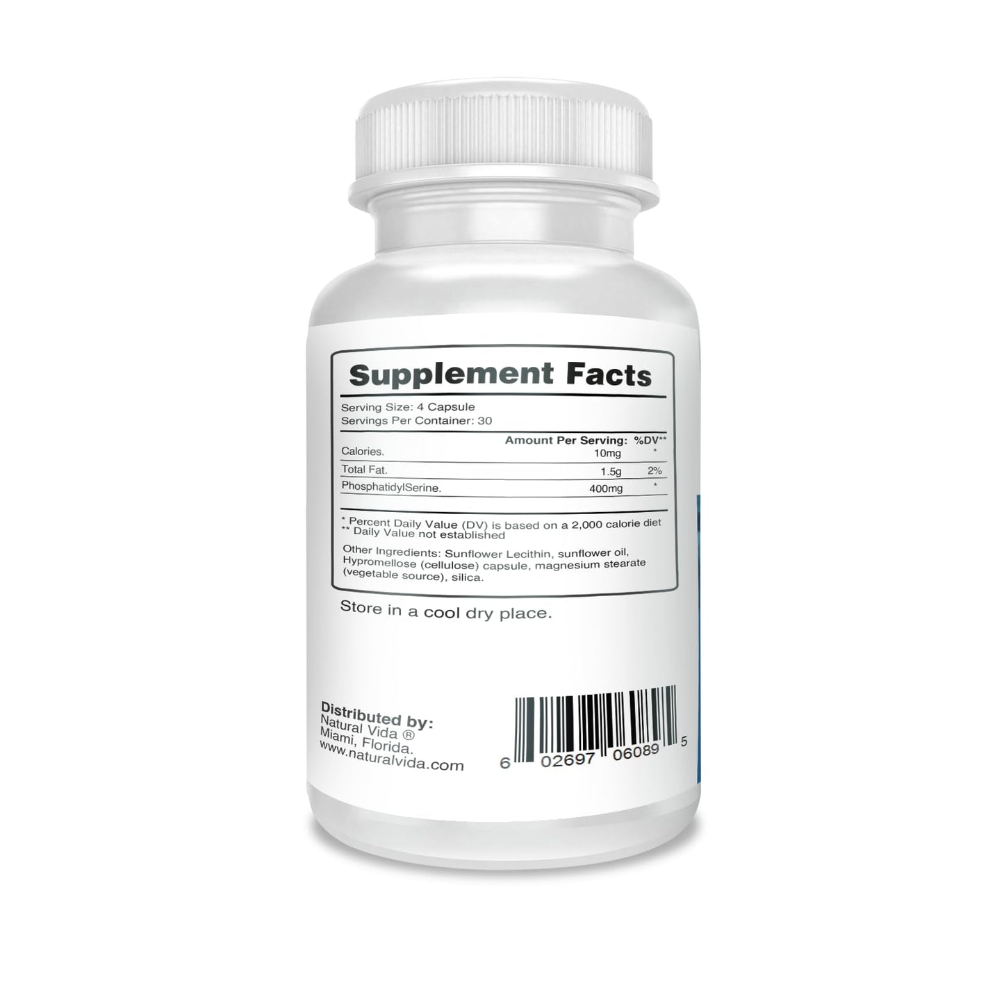 Natural Vida Phosphatidylserine 400mg Capsules, 120 Count