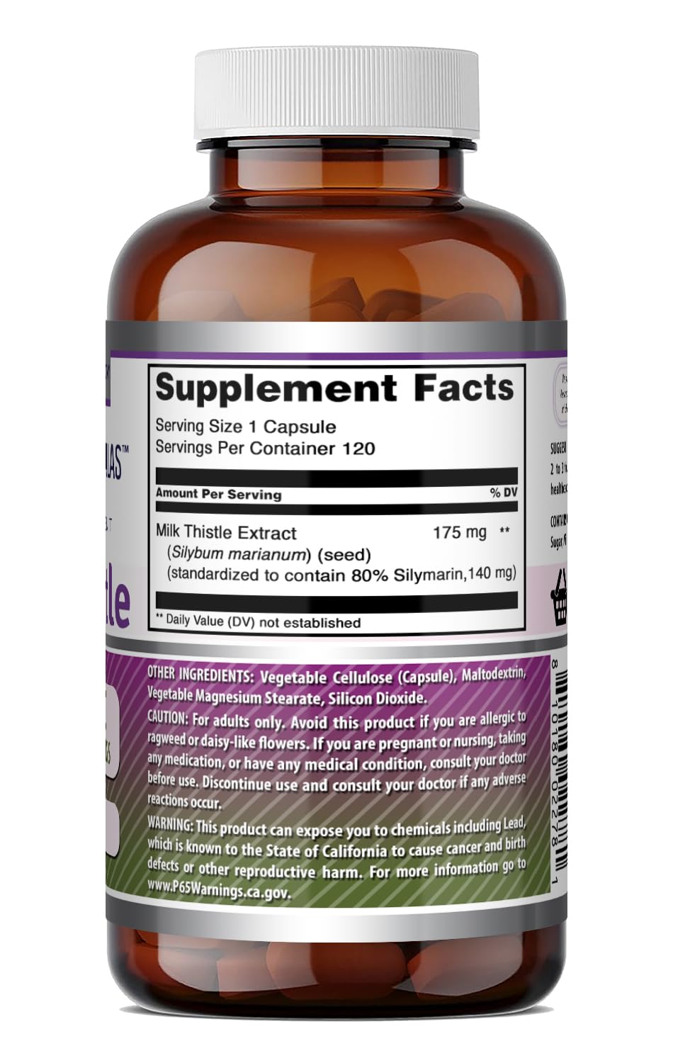 Amazing Nutrition Milk Thistle Supplement Capsules 120 Count
