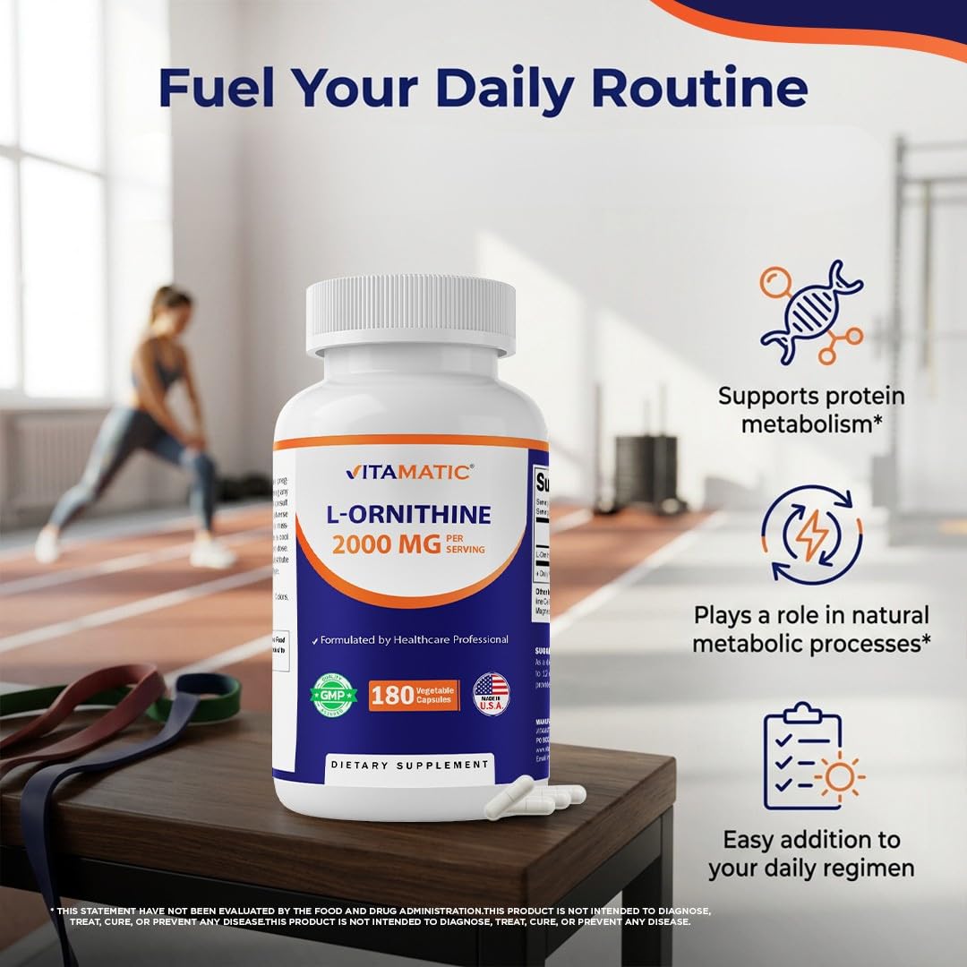 Vitamatic L-Ornithine 2000 mg Per Serving, 180 Capsules