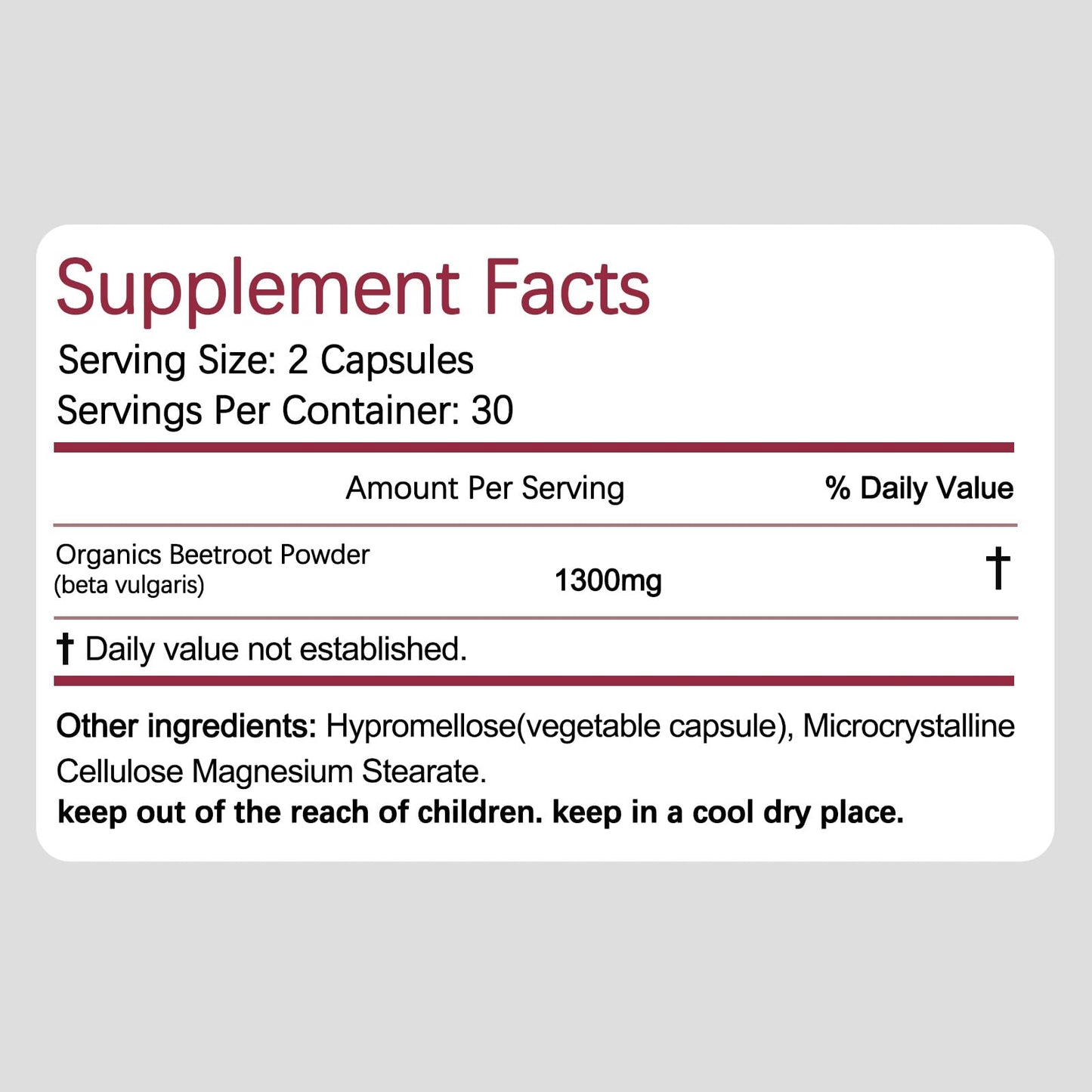 Beravia Health Organic Beet Root Capsules 1 Capsule