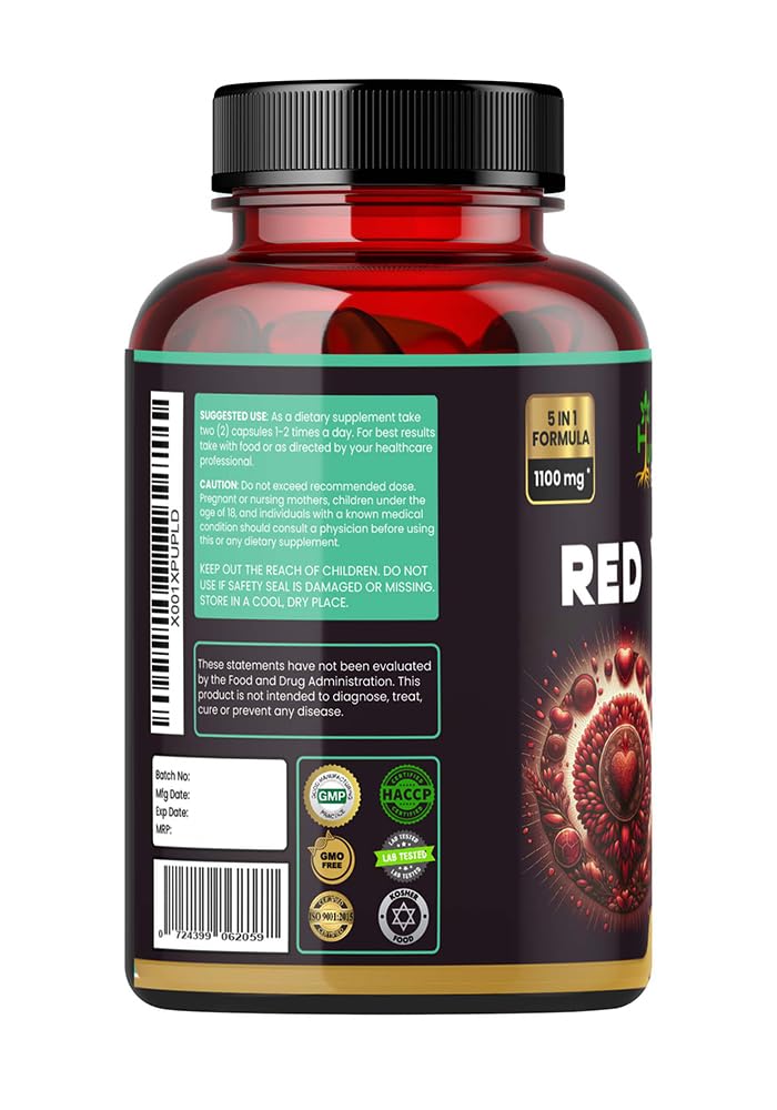 Humming Herbs Red Yeast Rice 1100mg with CoQ10, Policosanol, Beta Sitosterol & Lycopene Formula 60 Capsules