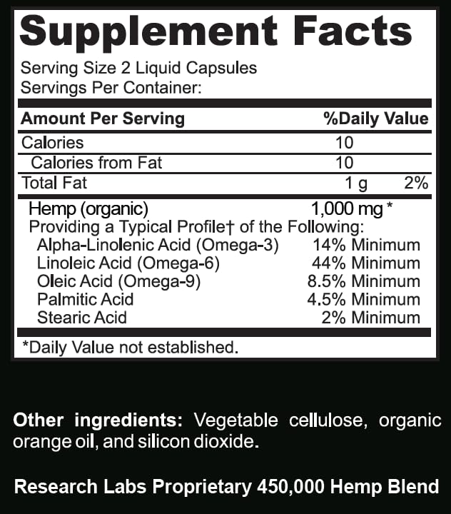 Research Labs Premium Hemp Capsules 120 Count