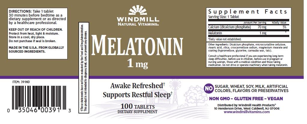 Windmill Melatonin 1mg Tablets 100