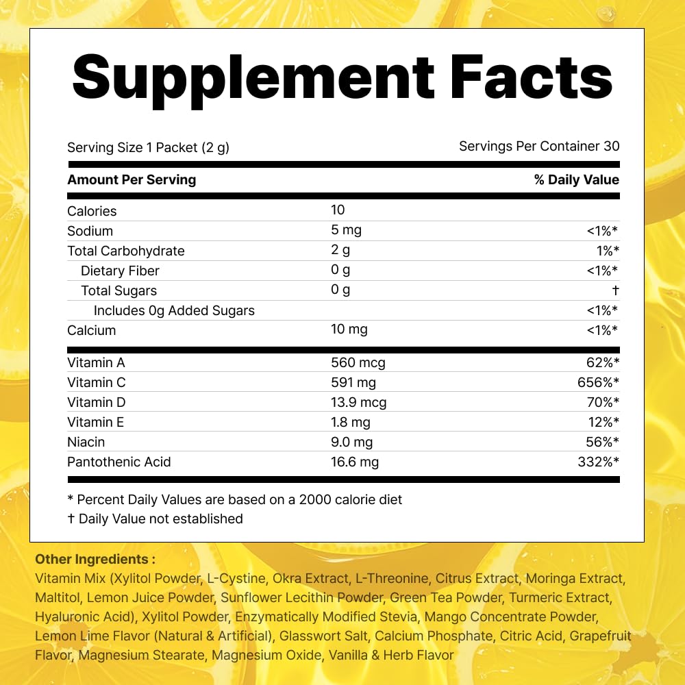 VITALBEAUTIE Super Retinol - Ingestible Liposomal Retinol & Vitamin C 1000mg Powder, 30 Packets