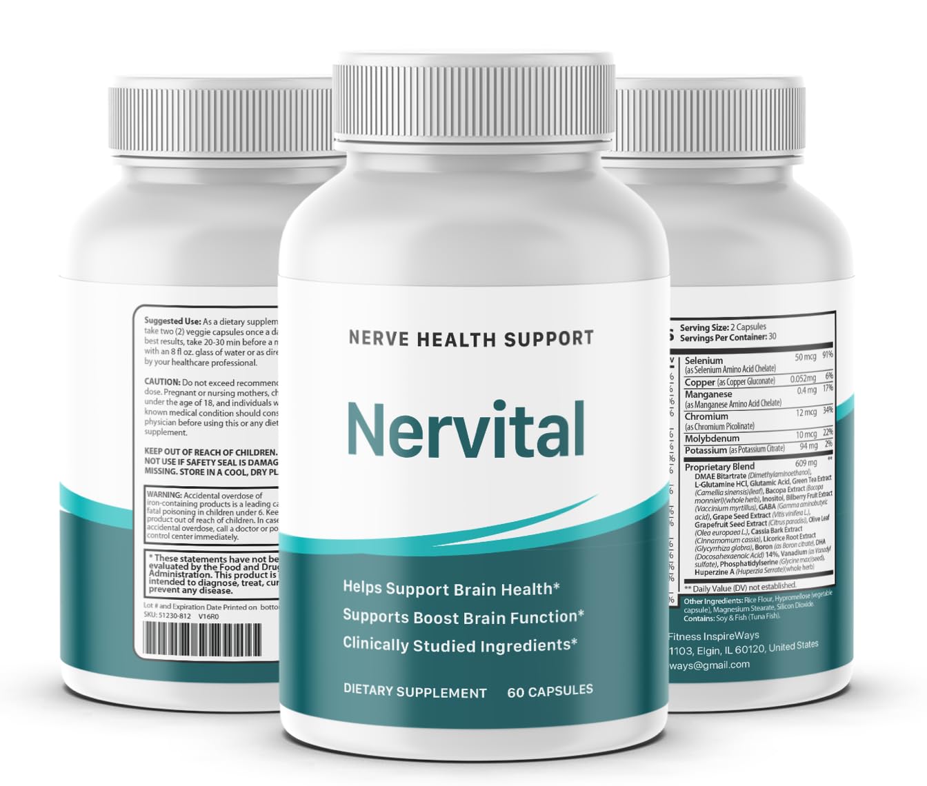 Fitness InspireWays Nervital for Nerve Health Support Capsule 60 Count