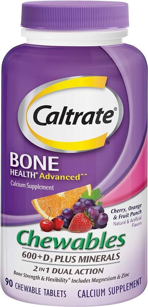 Caltrate Calcium & Vitamin D3 Supplement 600+D3 Plus Minerals Chewable Tablets, 180 Count