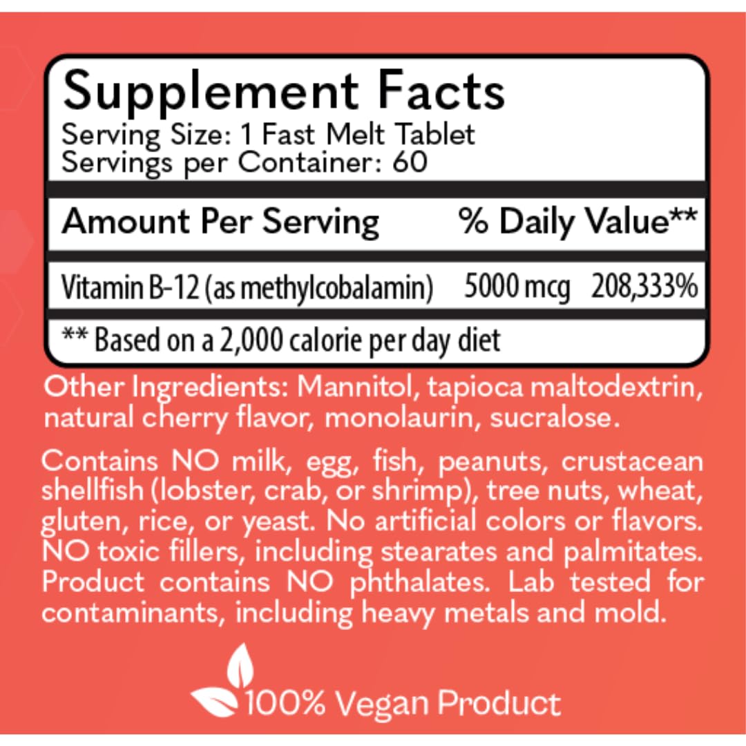 MD Logic Health Methyl-B12 5000 Tablets, 60 Count