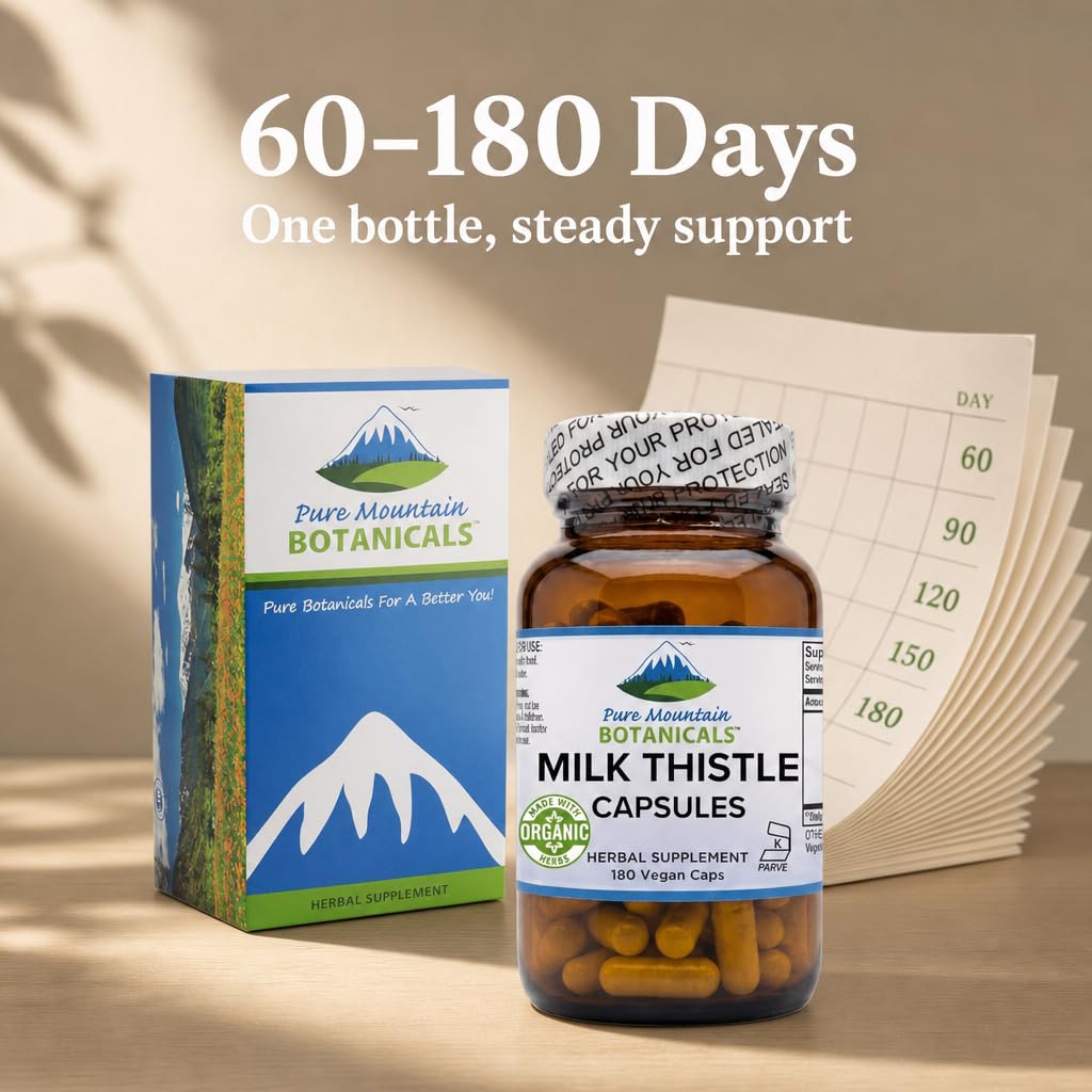 Pure Mountain Botanicals Milk Thistle Supplement 180 Capsules
