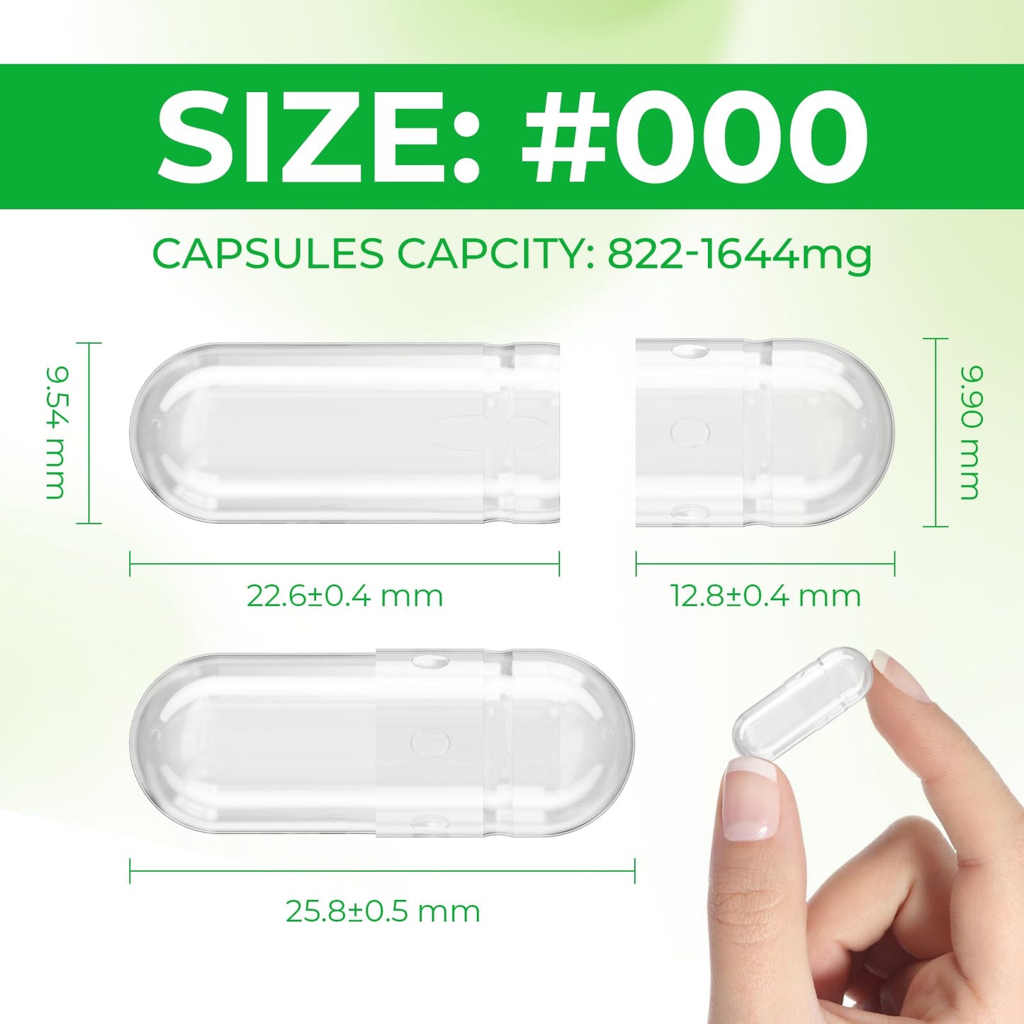 Angtai JN Empty Capsule Kit - Size 000, Vegan Plant-Based Clear Capsules, 1000 Count