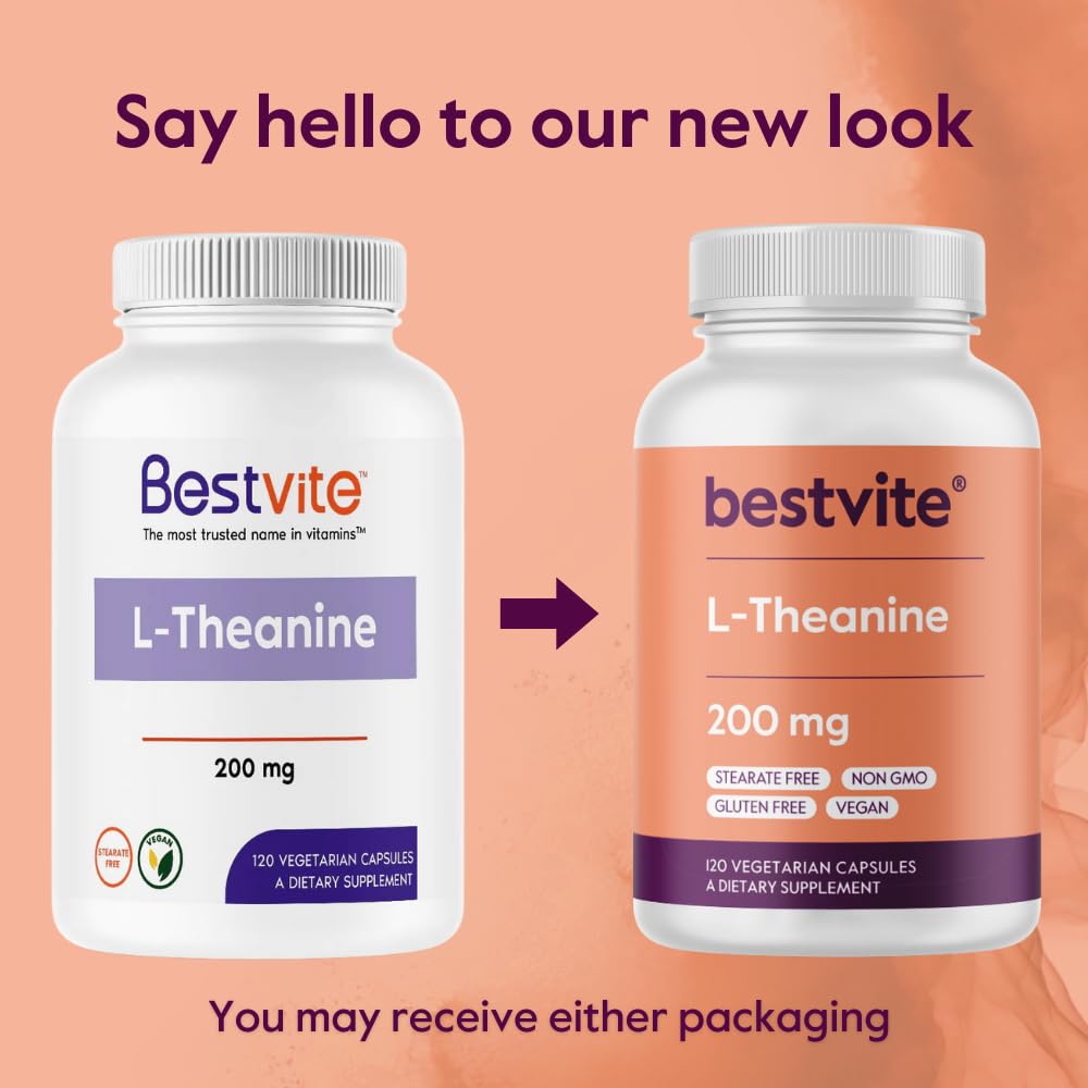BESTVITE L-Theanine 200mg Capsule, 120 Count