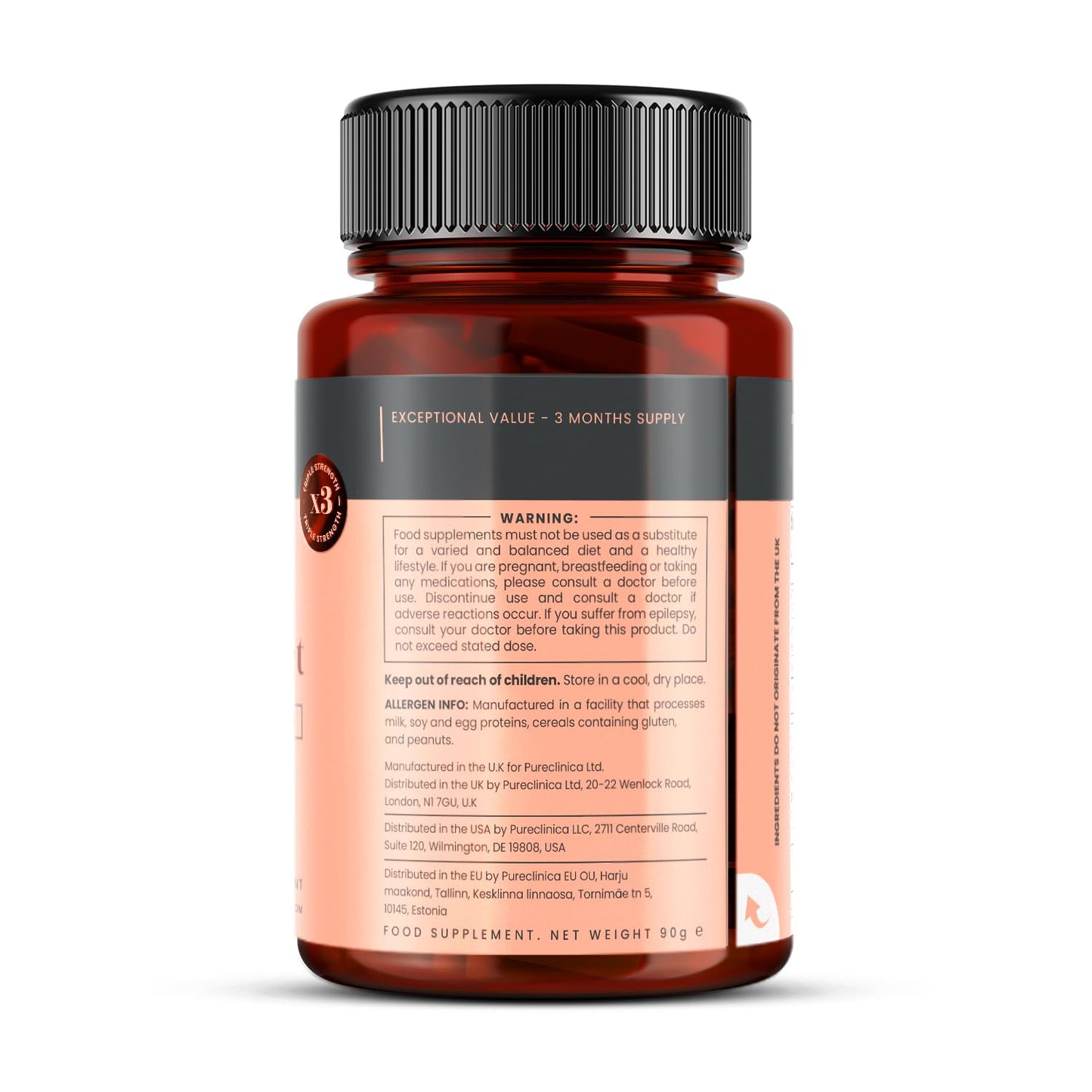 Pureclinica Triple Strength Saw Palmetto & Nettle Root Tablets, 90 Count
