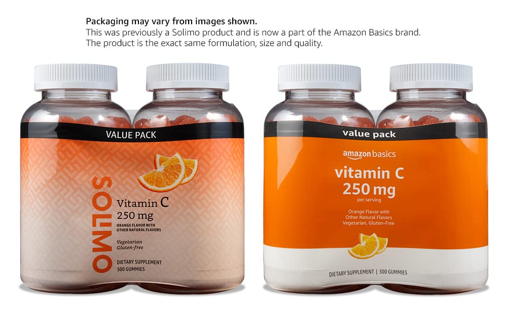 Amazon Basics Vitamin C 250 mg Gummies, 300 Count
