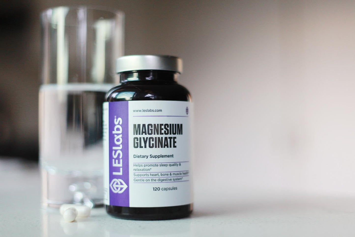 LES Labs Magnesium Glycinate Supplement, 120 Capsules