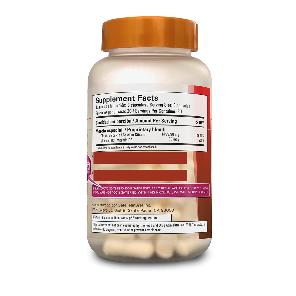 Betel Natural Premium Reinforced Calcium with Vitamin D Capsules 1 Count
