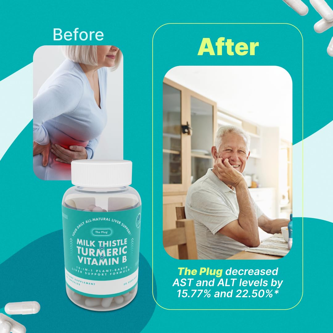 The Plug Liver Cleanse Detox & Repair Milk Thistle (Silymarin), Turmeric, Dandelion Root & Vitamin B Herbal Capsules 60 Capsules