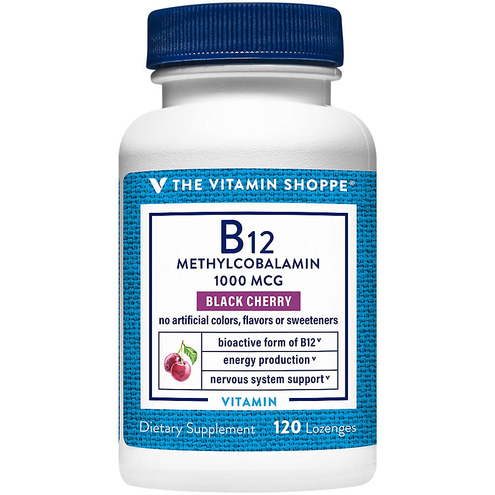 The Vitamin Shoppe Vitamin B12 1000mcg Lozenge, Energy Production, Nervous System & Red Blood Cell Support, Daily B Vitamin, 1 Count