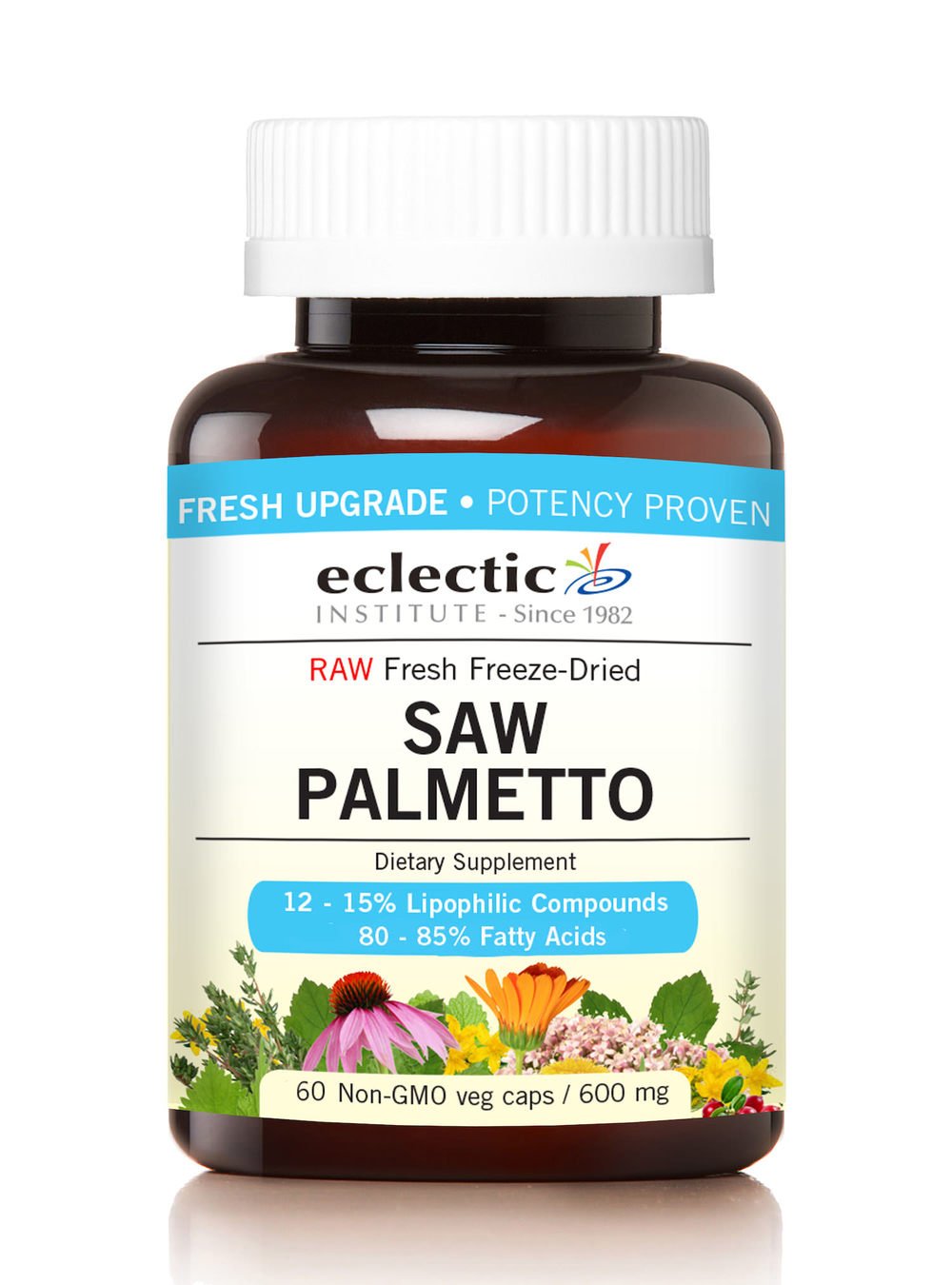 Eclectic Institute Saw Palmetto 600 mg Capsules, 60 Count