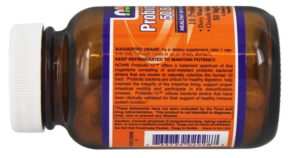 NOW Foods Probiotic 10-50 Billion Veg Capsules, 50 Count