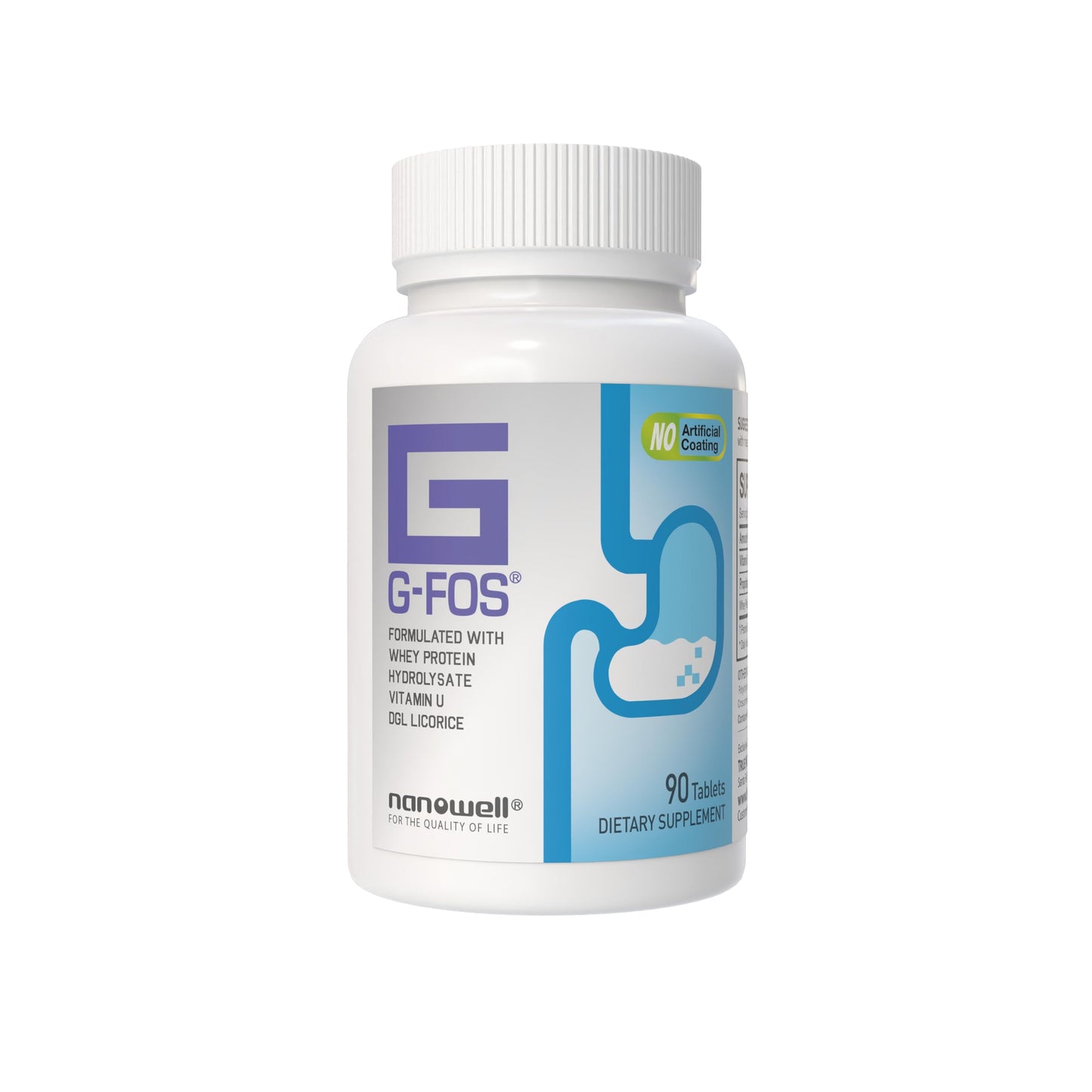 NANOWELL G-FOS Digestive Health Supplement, Vitamin U Tablets, 180 Tablets