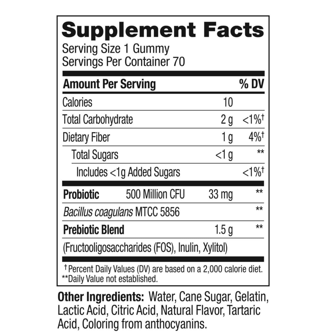 OLLY Probiotic + Prebiotic Gummy 70 Count