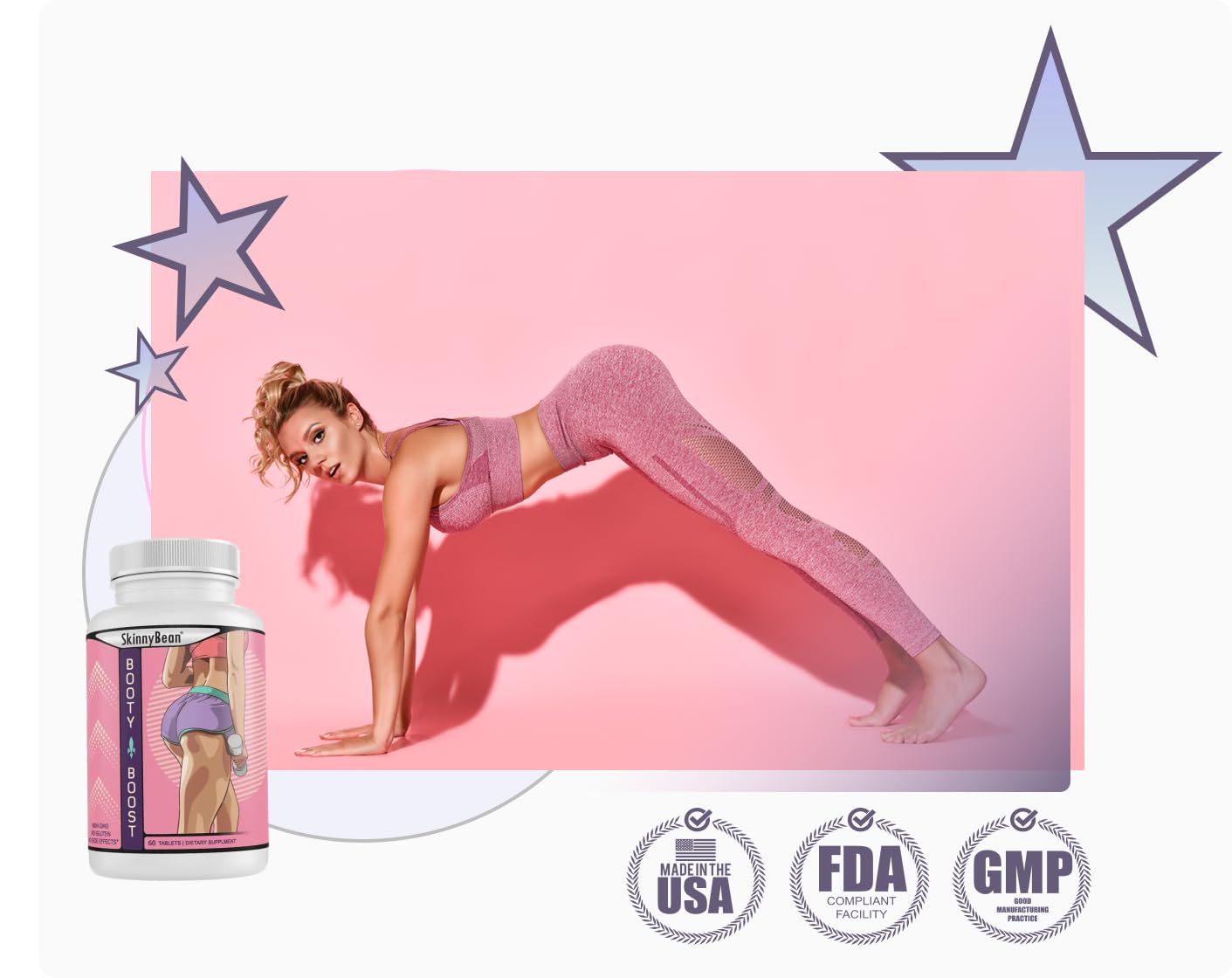 Skinny Bean The Natural Booty Booster Butt Growth Supplement Capsule 1 Count