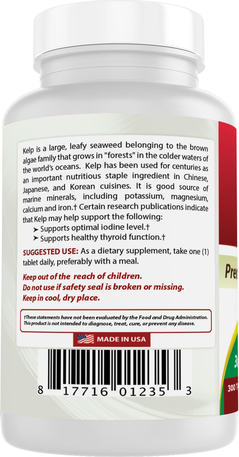 Best Naturals Kelp Supplement 150 mcg Tablet, 300 Count