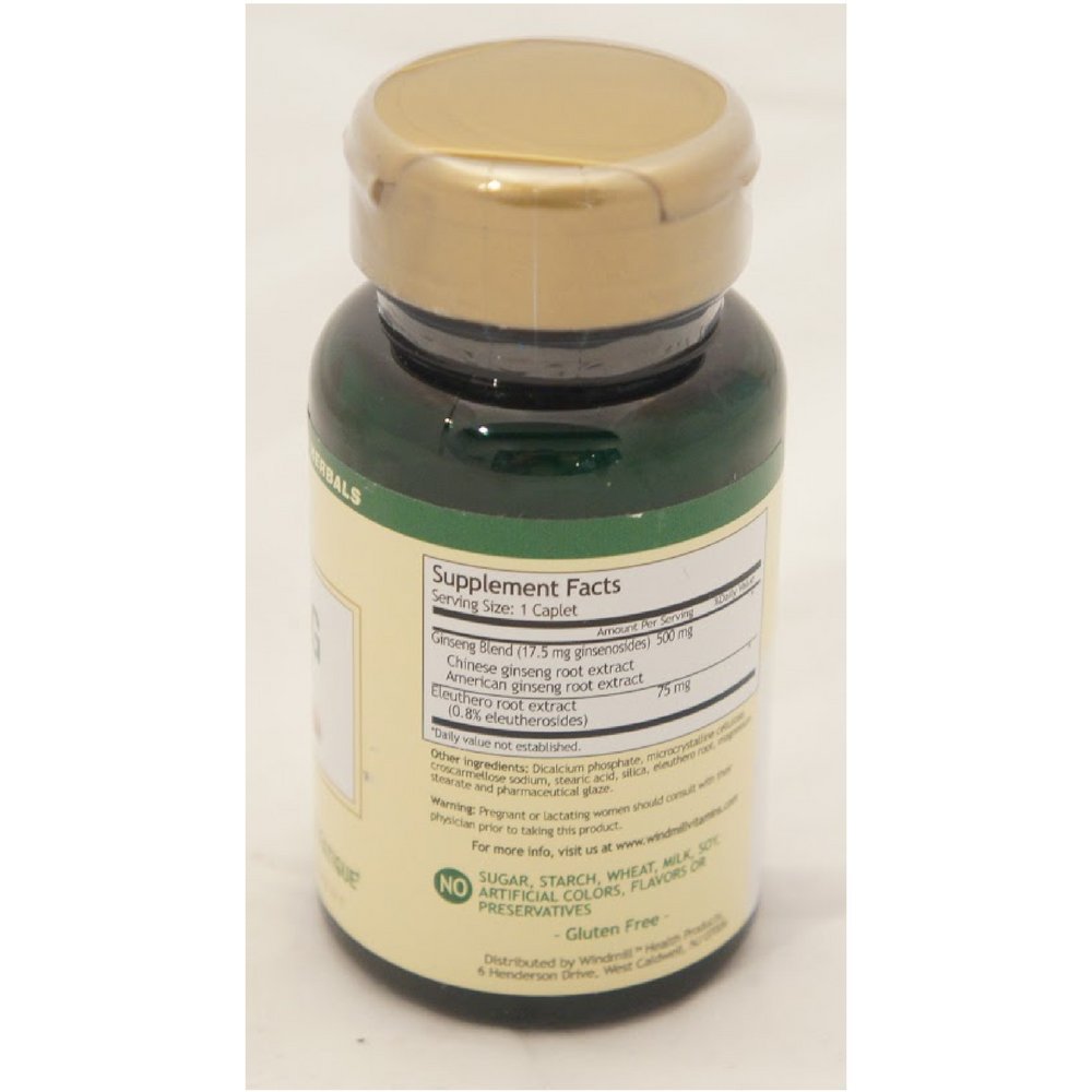 Windmill Ginseng 500 mg Extract Caplets, Pack of 4