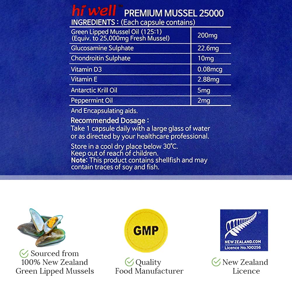HI WELL PURE & NATURAL NEW ZEALAND Hi Well Premium Mussel 25000 Softgel 400