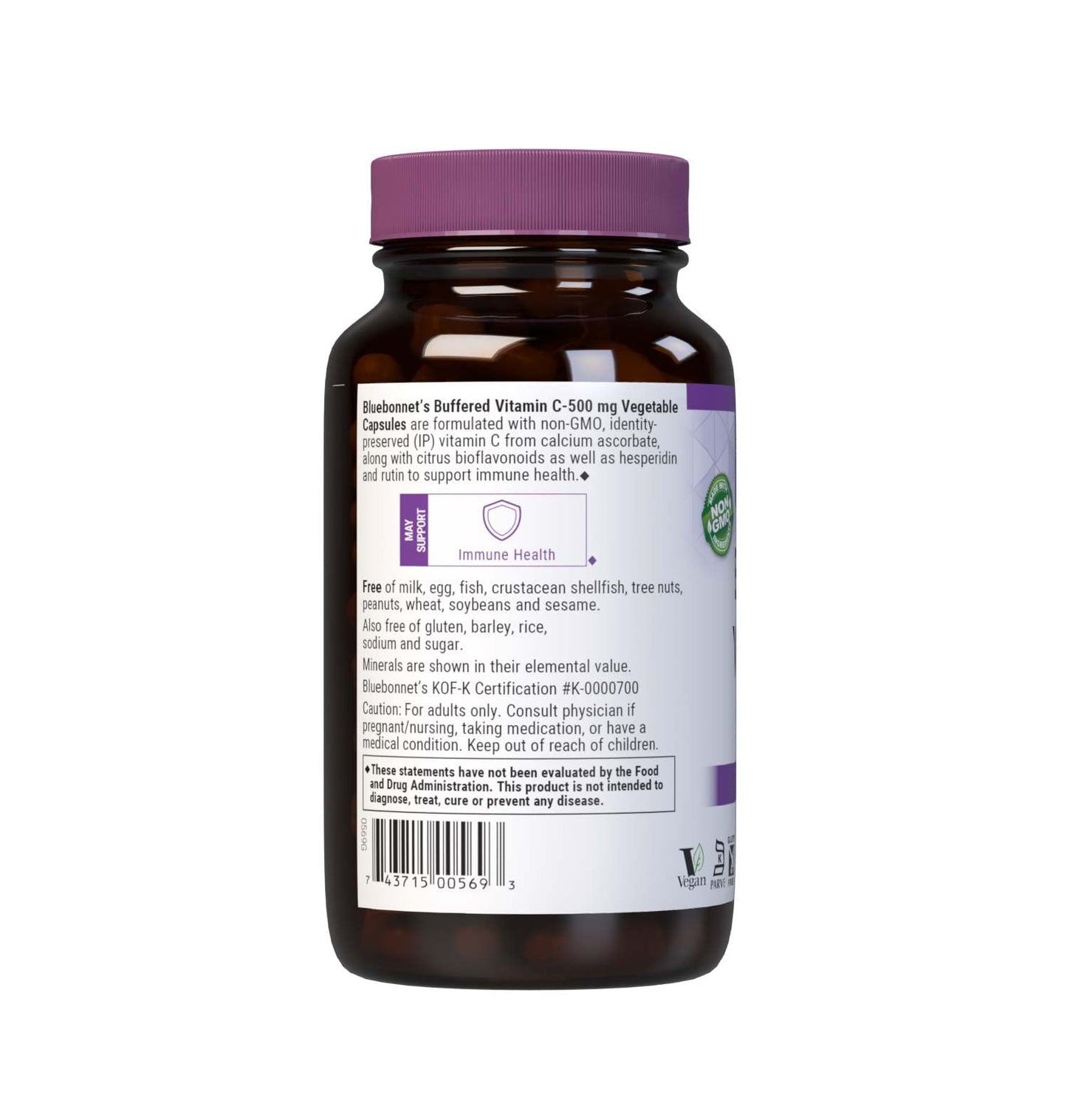 BlueBonnet Buffered Vitamin C-500 mg Calcium Ascorbate Capsule, 180 Count