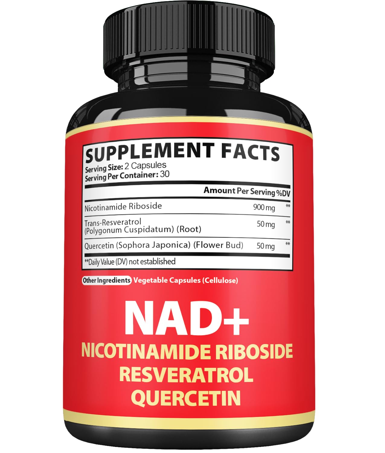 Satoomi NAD Supplement with Nicotinamide Riboside NR, Resveratrol, Quercetin, 60 Capsules