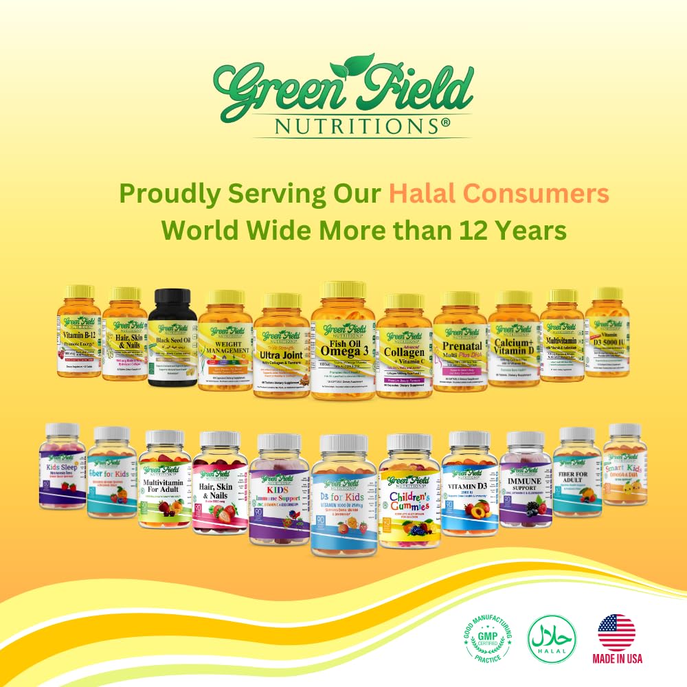 Green Field Nutritions Halal Vitamin D3 5000iu (125mcg) Softgel, 120 Softgels