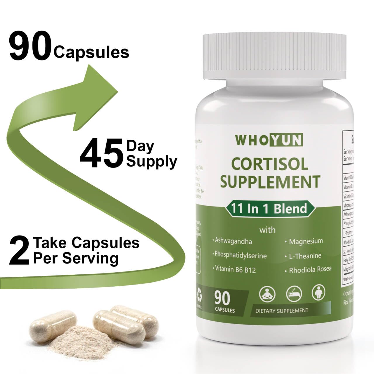 Whoyun Cortisol Supplement for Women 90 Capsules