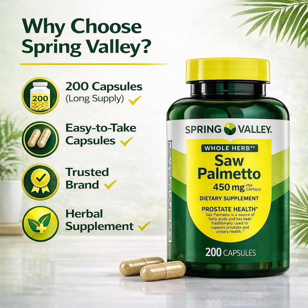 H4U Saw Palmetto Whole Herb 450 mg, 200 Capsules
