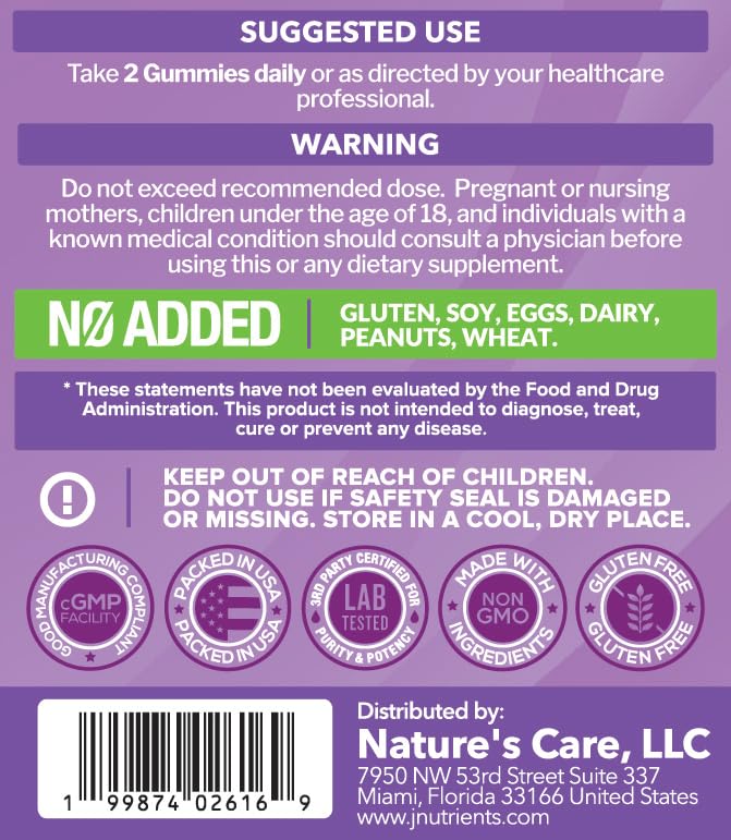 Just Nutrients Magnesium Glycinate 600mg Gummies, 60 Count