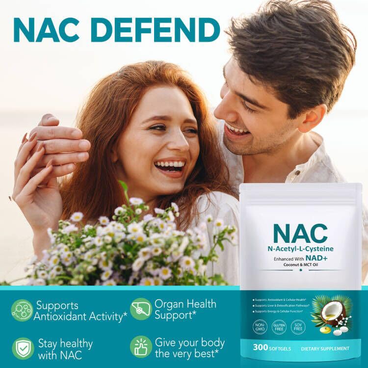 USBSREGARDS NAC Supplement (N-Acetyl Cysteine) Capsules with NAD+, Coconut Oil & MCT Oil, Non-GMO, Gluten Free, 300 Capsules