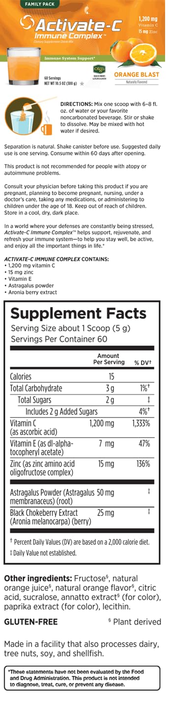 Generic Activate-C Immune Complex Orange Blast Powder 10.5 oz