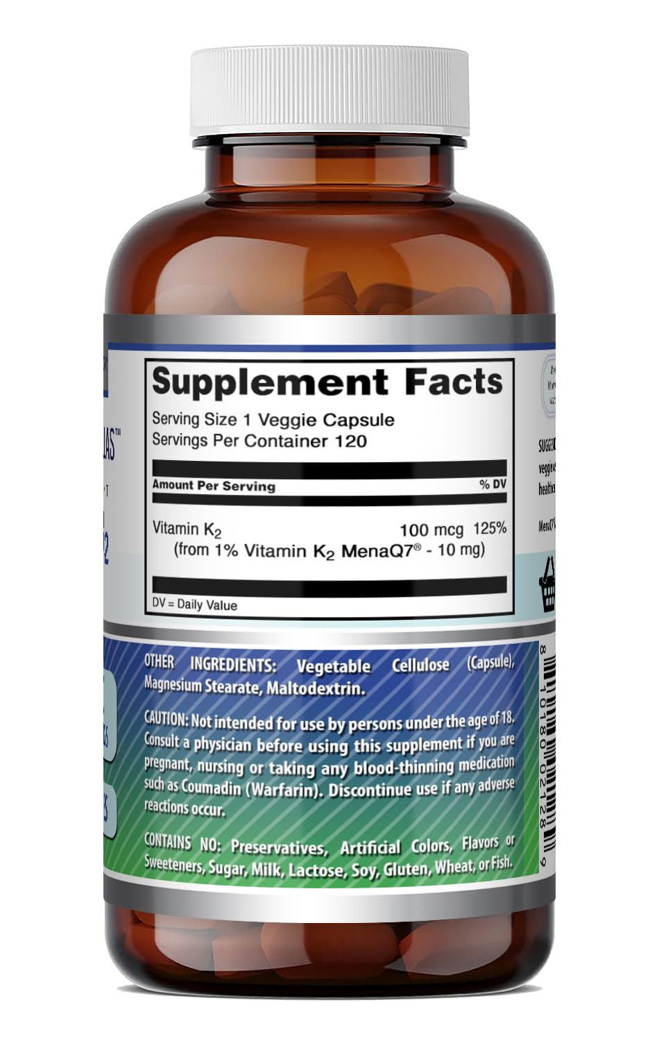 Amazing Nutrition Vitamin K2 Menaq7 MK7 Supplement Capsule 120 Count