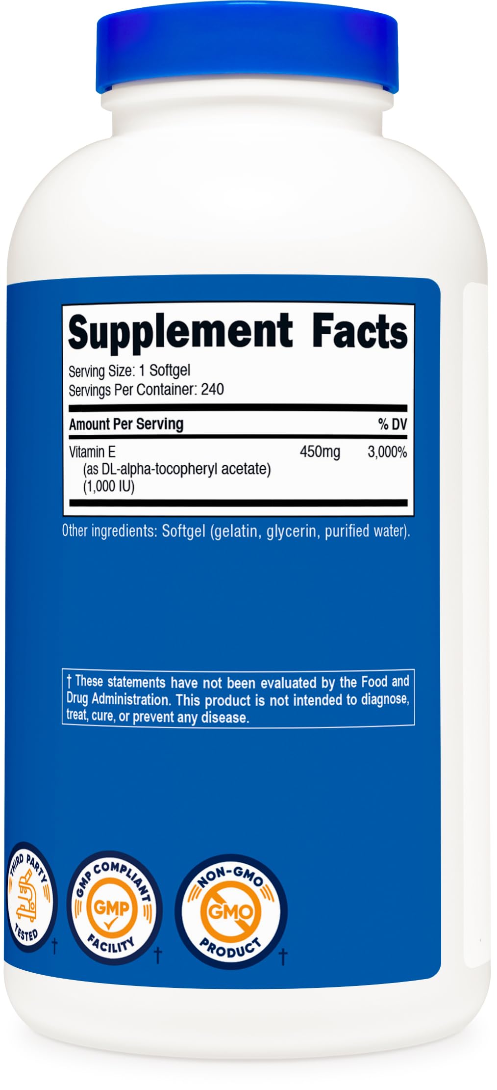 Nutricost Vitamin E 1000 IU (450 mg) Softgels, 240 Count